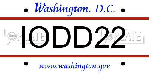 IODD22 District Of Columbia License Plate