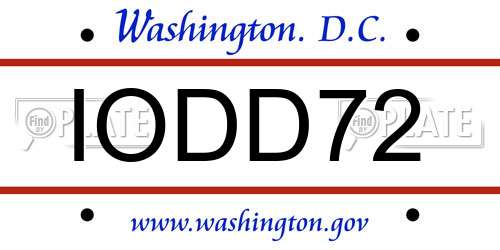 IODD72 District Of Columbia License Plate