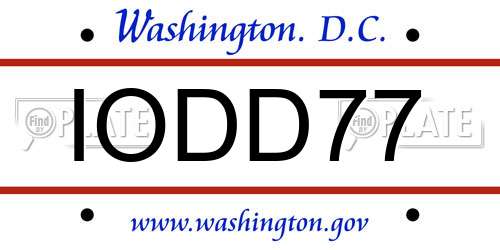 IODD77 District Of Columbia License Plate