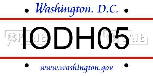 IODH05 District Of Columbia License Plate