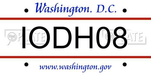 IODH08 District Of Columbia License Plate