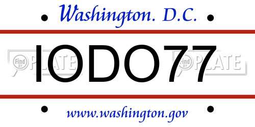 IODO77 District Of Columbia License Plate