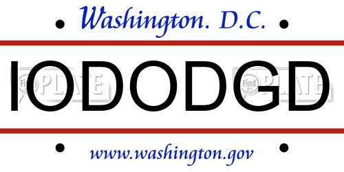IODODGD District Of Columbia License Plate