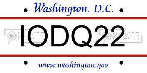 IODQ22 District Of Columbia License Plate