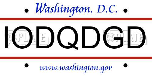 IODQDGD District Of Columbia License Plate