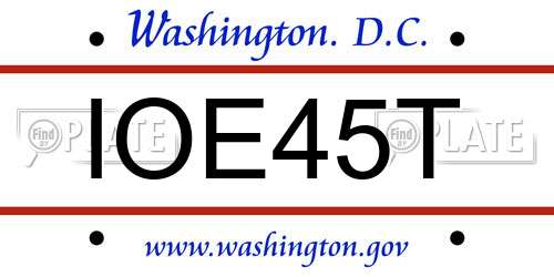 IOE45T District Of Columbia License Plate