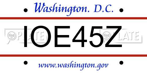 IOE45Z District Of Columbia License Plate