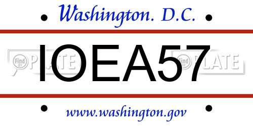 IOEA57 District Of Columbia License Plate