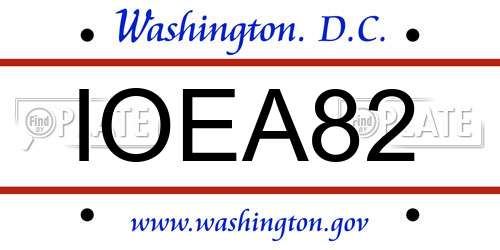 IOEA82 District Of Columbia License Plate