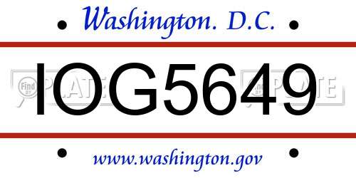 IOG5649 District Of Columbia License Plate