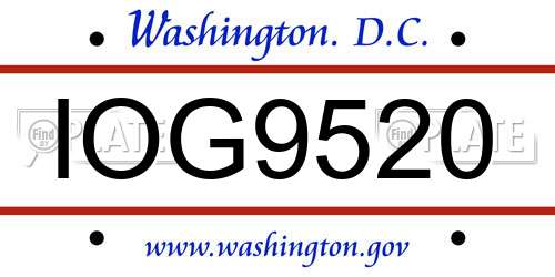 IOG9520 District Of Columbia License Plate