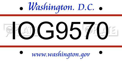 IOG9570 District Of Columbia License Plate