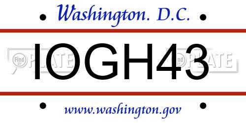 IOGH43 District Of Columbia License Plate
