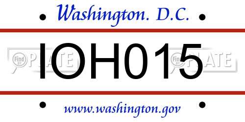 IOH015 District Of Columbia License Plate