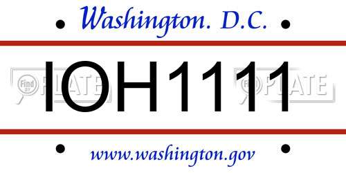 IOH1111 District Of Columbia License Plate