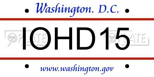 IOHD15 District Of Columbia License Plate