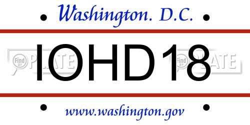 IOHD18 District Of Columbia License Plate