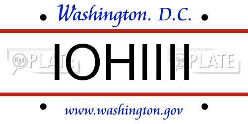 IOHIIII District Of Columbia License Plate