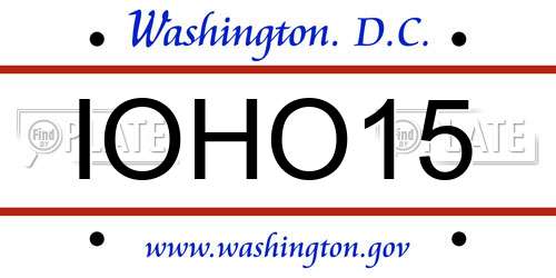 IOHO15 District Of Columbia License Plate
