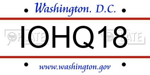 IOHQ18 District Of Columbia License Plate