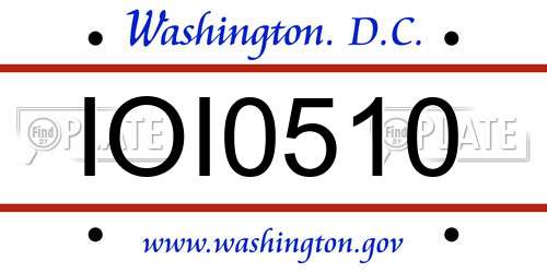 IOI0510 District Of Columbia License Plate