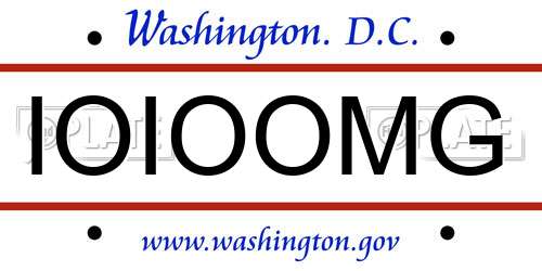 IOIOOMG District Of Columbia License Plate