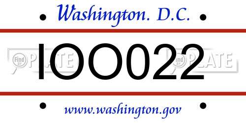 IOO022 District Of Columbia License Plate