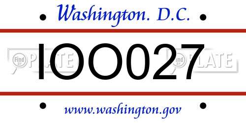 IOO027 District Of Columbia License Plate