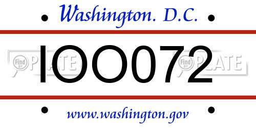 IOO072 District Of Columbia License Plate