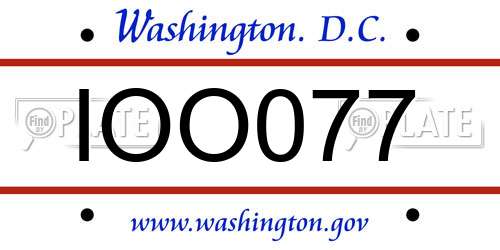 IOO077 District Of Columbia License Plate