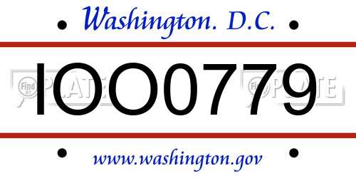IOO0779 District Of Columbia License Plate