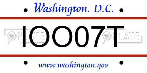 IOO07T District Of Columbia License Plate