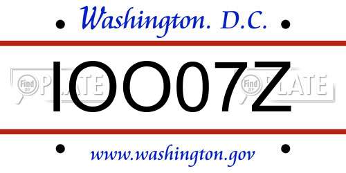 IOO07Z District Of Columbia License Plate
