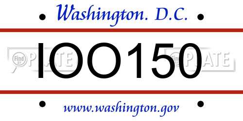 IOO150 District Of Columbia License Plate