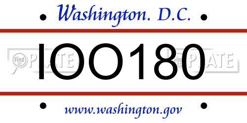 IOO180 District Of Columbia License Plate