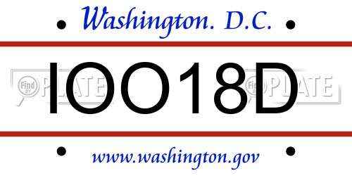 IOO18D District Of Columbia License Plate