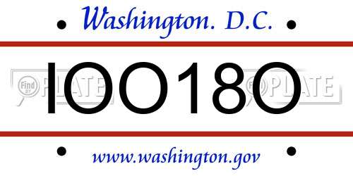 IOO18O District Of Columbia License Plate
