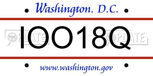 IOO18Q District Of Columbia License Plate