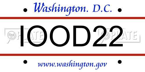 IOOD22 District Of Columbia License Plate