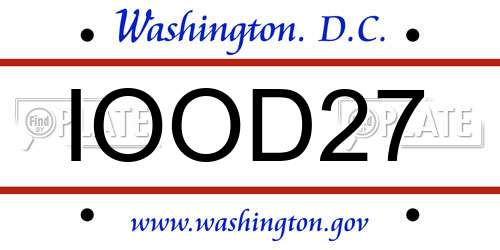 IOOD27 District Of Columbia License Plate