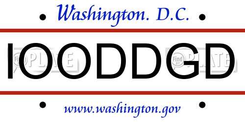 IOODDGD District Of Columbia License Plate