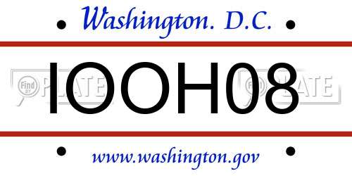 IOOH08 District Of Columbia License Plate