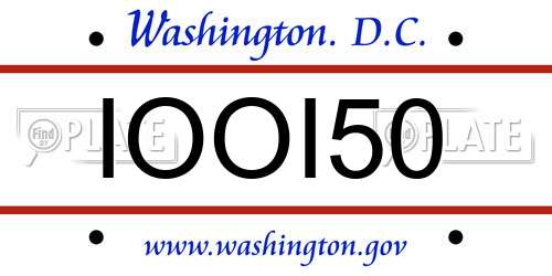 IOOI50 District Of Columbia License Plate