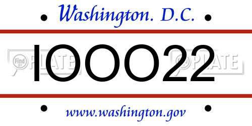 IOOO22 District Of Columbia License Plate