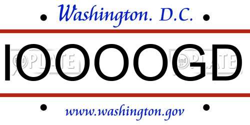IOOOOGD District Of Columbia License Plate