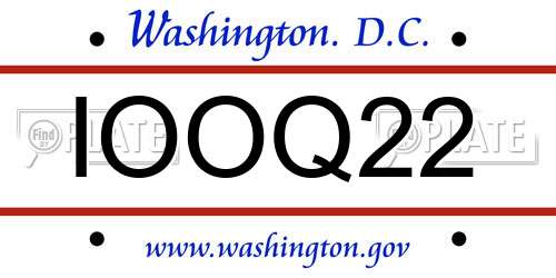 IOOQ22 District Of Columbia License Plate