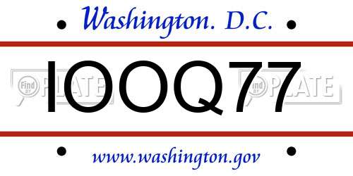IOOQ77 District Of Columbia License Plate
