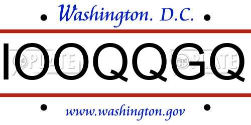 IOOQQGQ District Of Columbia License Plate