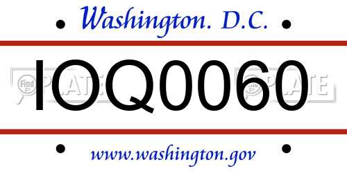 IOQ0060 District Of Columbia License Plate