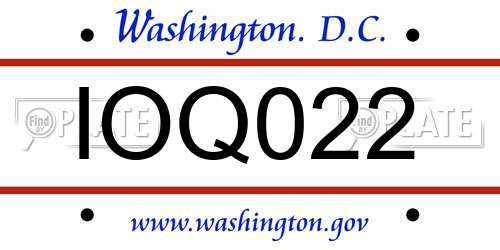 IOQ022 District Of Columbia License Plate